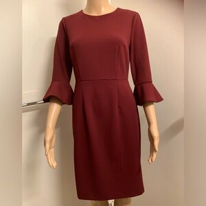 Donna Morgan - Maroon Mid length peplum sleeve dress size : XS/0